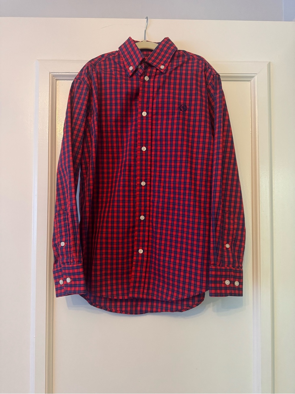Ralph Lauren Red and Navy Plaid Button-Down Shirt